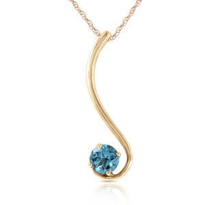 14K. SOLID GOLD NECKLACE WITH NATURAL BLUE TOPAZ (Yellow Gold)